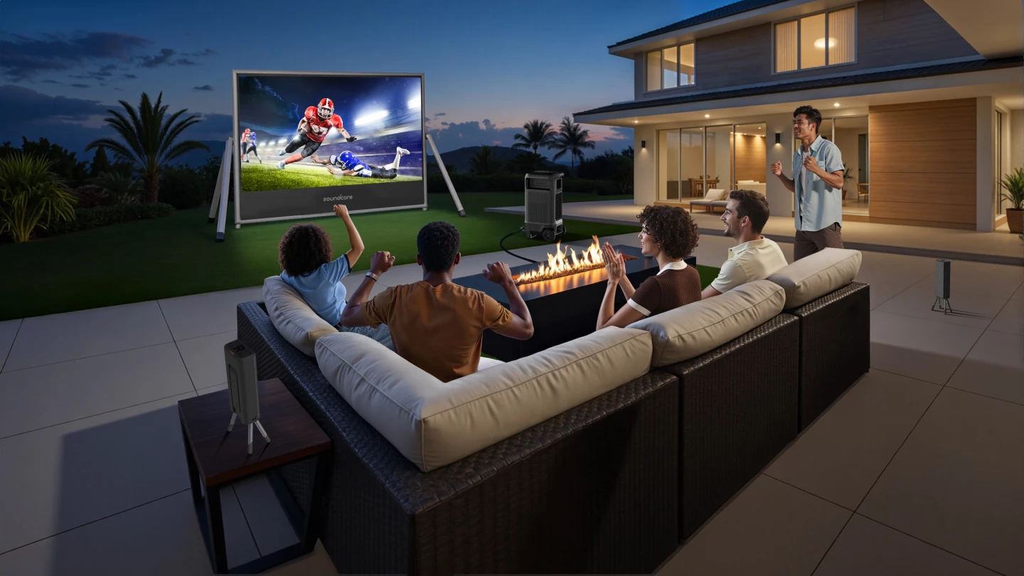 Soundcore Nebula X1 Pro je navržen tak, aby fungoval ze sítě, ale lze jej použít s přenosnými elektrárnami, jako jsou