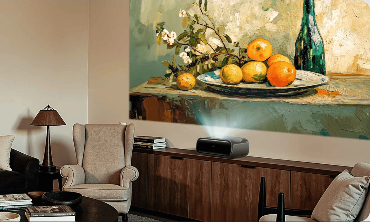 O2S Ultra dokáže zobrazit 100palcový 4K obraz se zadní stranou umístěnou pouhých 6,6 palce od zdi.